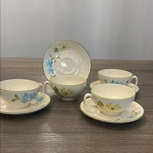 Vintage 1960’s Franciscan daisy cup and saucer set of four tea / coffee